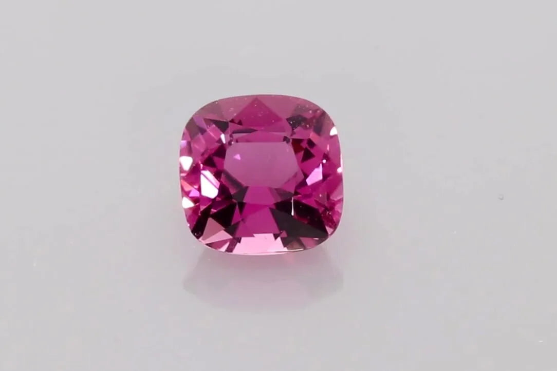 A 1.05 carat cushion cut pink tourmaline gemstone.
