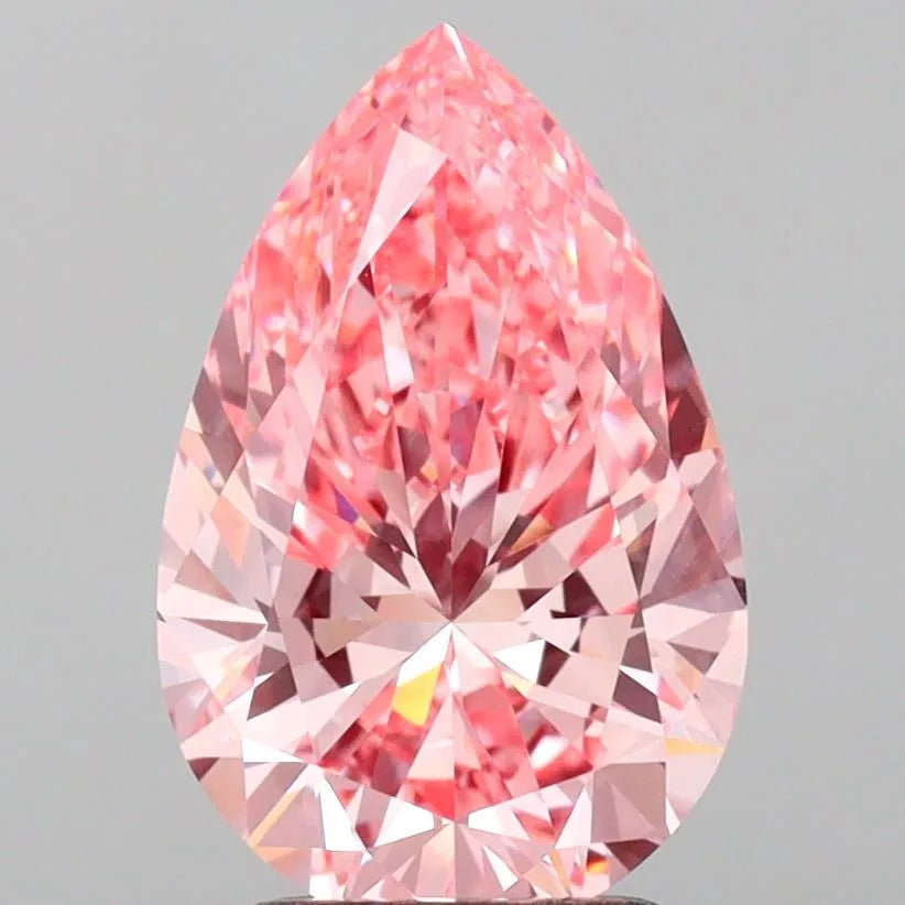 3.02ct Pear Lab Grown Diamond (Colour Fancy Vivid Pink, Clarity VS1, IGI Certified)
