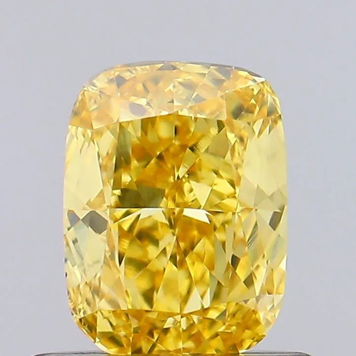 0.61ct Cushion brilliant Lab Grown Diamond (Colour Fancy Vivid Yellow, Clarity VS1, IGI Certified)