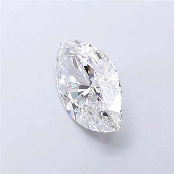 A 2.03 carat marquise-cut lab-grown diamond with E color and VVS2 clarity.