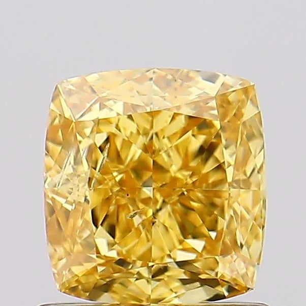 1.01ct Cushion modified Lab Grown Diamond (Colour Fancy Vivid Yellow, Clarity SI1, IGI Certified)