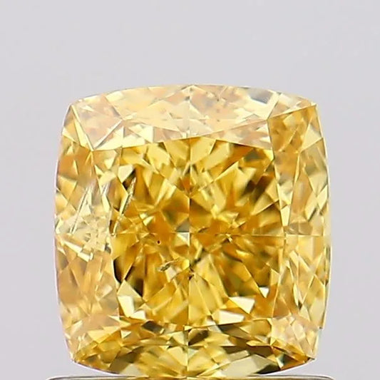 1.01ct Cushion modified Lab Grown Diamond (Colour Fancy Vivid Yellow, Clarity SI1, IGI Certified)