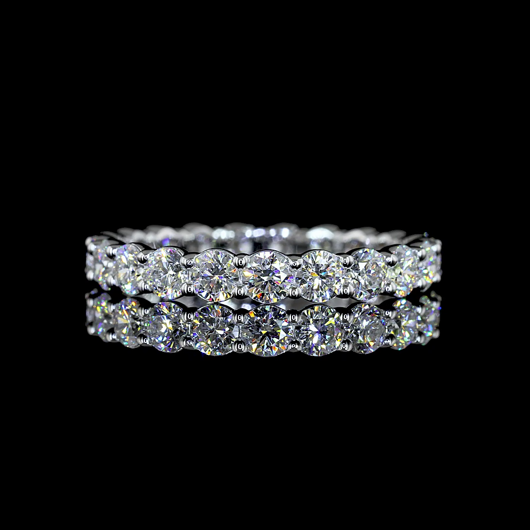 2.02ctw lab grown round diamond eternity band in 14k white gold.