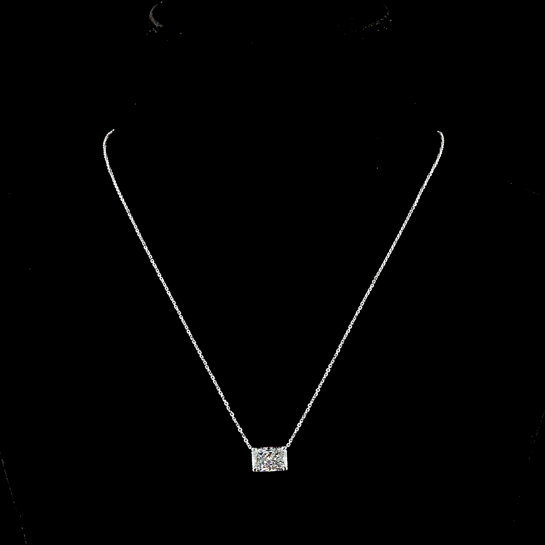 Collar con diamante cultivado en laboratorio corte radiante de 3.15ct