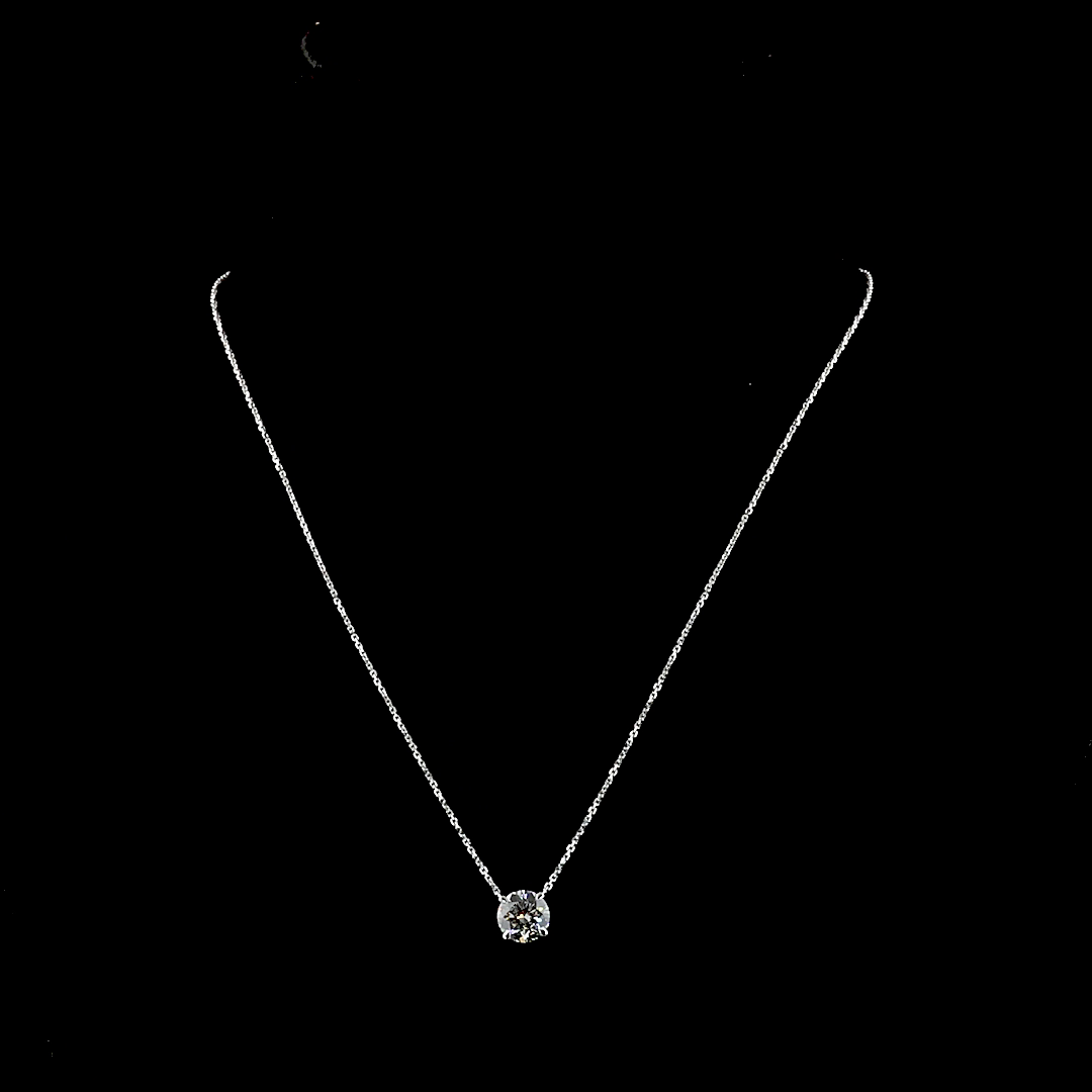 Collar con diamante cultivado en laboratorio corte redondo de 2.02ct