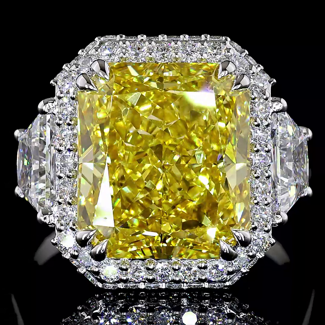 10.58ct Lab Grown Yellow Diamond Engagement Ring