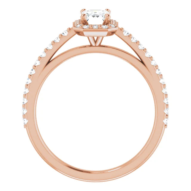 Emerald Natural Halo Setting v.2 ring with pavé diamonds.