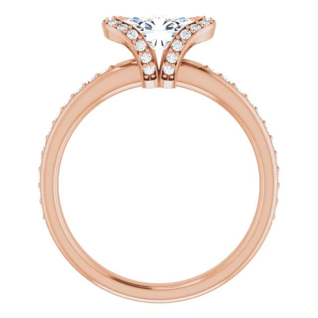 Oval natural diamond halo ring with diamonds on the band.