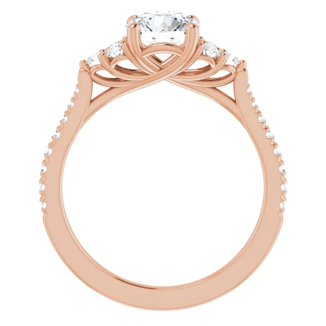 Round natural pavé setting v.5 with a center diamond and accent diamonds.