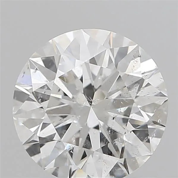 A round, brilliant-cut natural diamond with visible inclusions.
