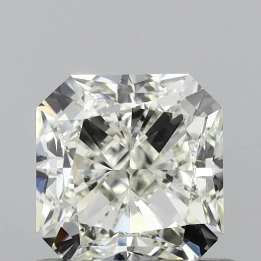 A 1.01 carat square radiant cut natural diamond with I color and VS1 clarity.
