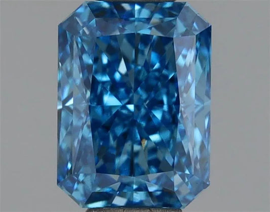 1.10ct radiant lab grown diamond, fancy vivid blue color, VS1 clarity.
