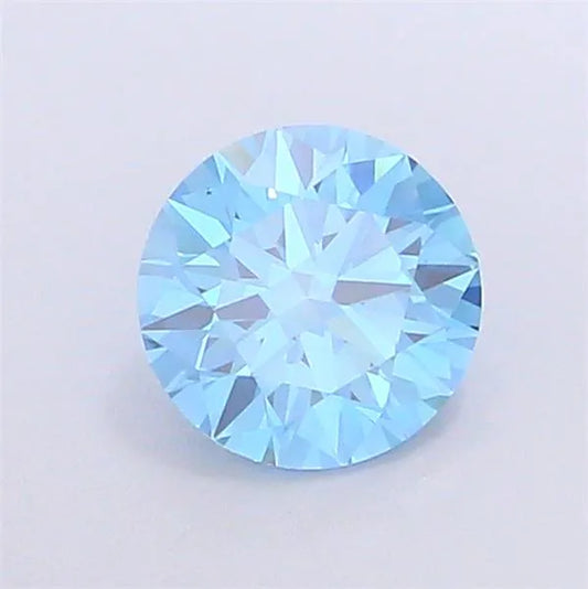 A round 1.11 carat fancy vivid blue VS1 lab grown diamond.