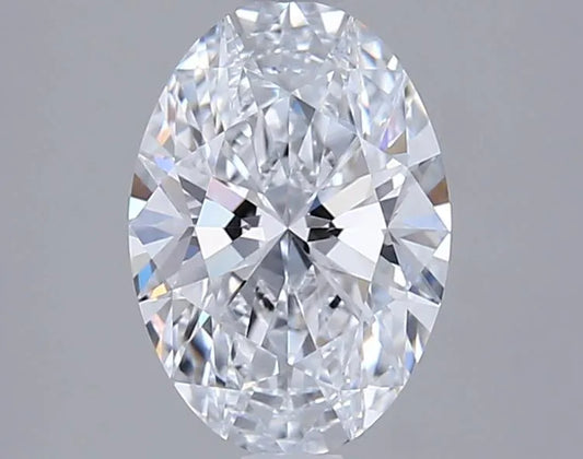 1.54 carat oval lab grown diamond, color E, clarity IF.