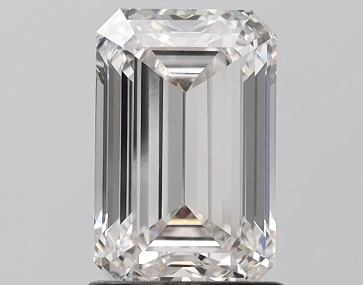 1.76 carat emerald cut lab grown diamond, color H, clarity VVS2.