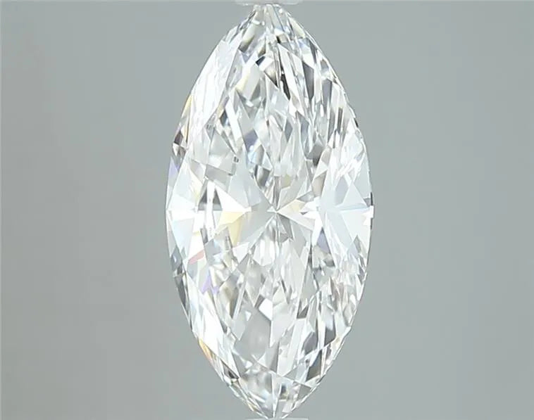 A 2.01ct marquise lab grown diamond with E color and VVS2 clarity.