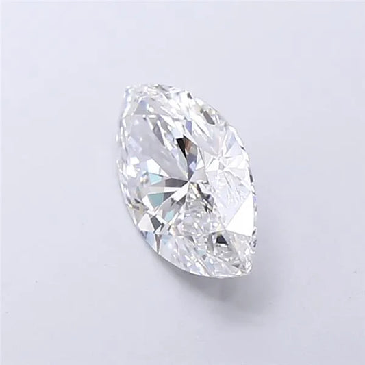 A 2.03 carat marquise-cut lab-grown diamond with E color and VVS2 clarity.