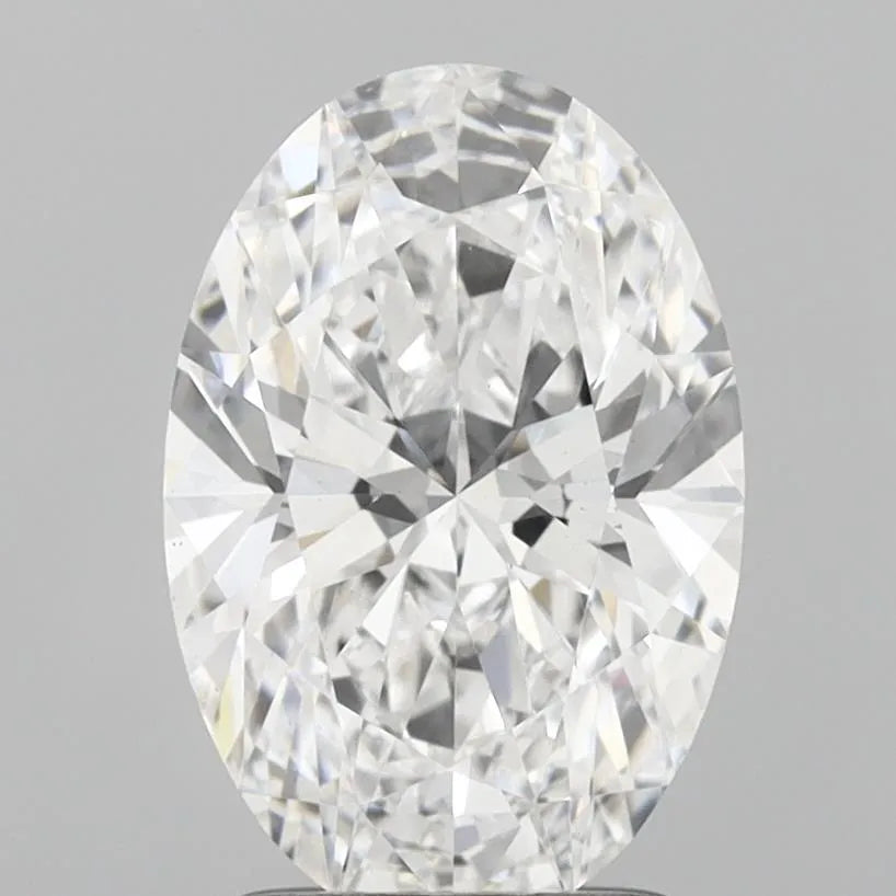 2.03 carat oval lab grown diamond, color D, clarity VS1.