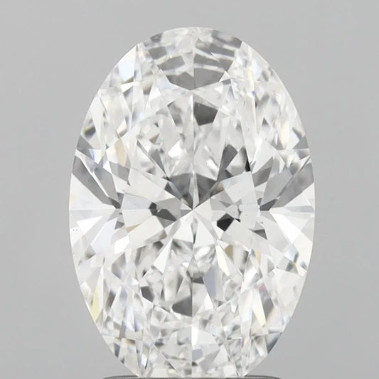 2.03 carat oval lab grown diamond, color D, clarity VS1.