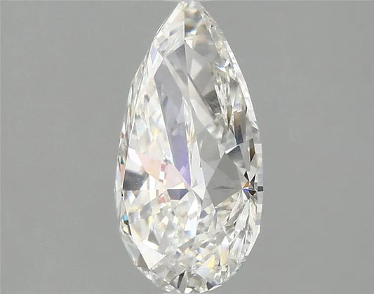 A 2.07 carat pear-shaped lab-grown diamond with G color and VS1 clarity.