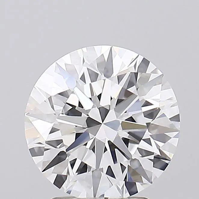 A round lab-grown diamond with a brilliant cut.