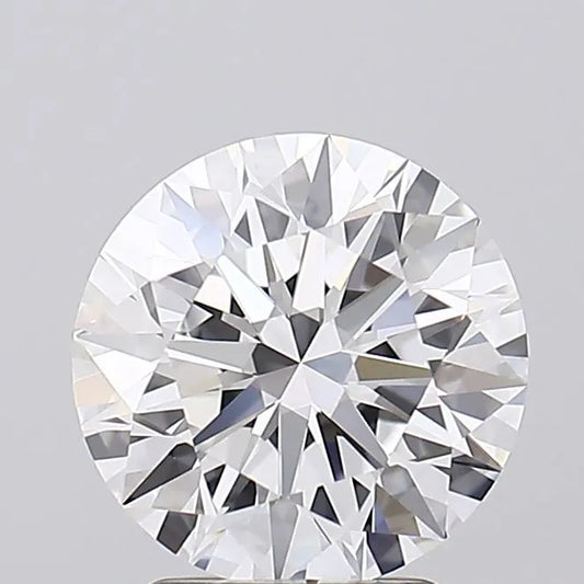 A round lab-grown diamond with a brilliant cut.