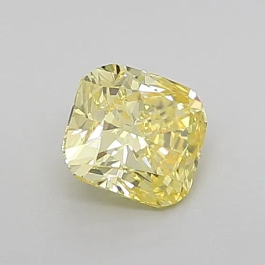 0.58ct Cushion brilliant Lab Grown Diamond (Colour Fancy Vivid Yellow, Clarity VS2, IGI Certified)
