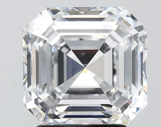 A 3.04 carat Asscher cut lab grown diamond with E color and VVS1 clarity.