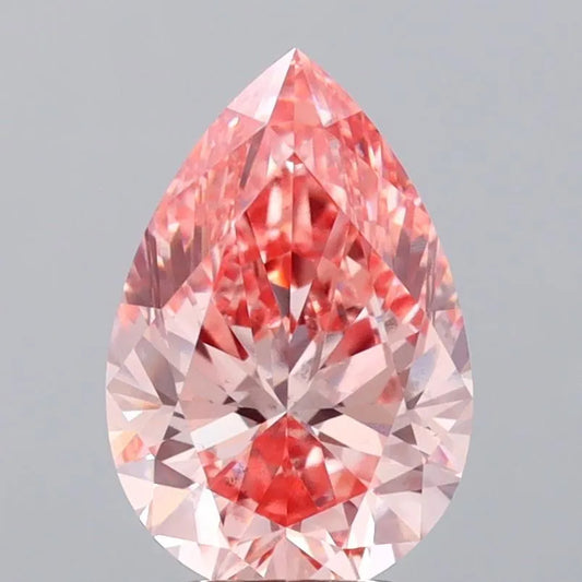 3.04ct Pear Lab Grown Diamond (Colour Fancy Vivid Pink, Clarity VS2, IGI Certified)