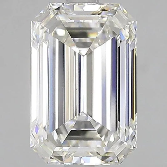 A 3.09 carat emerald cut lab grown diamond with color F and clarity VVS2.