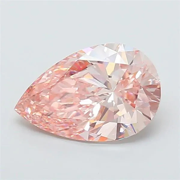 A 3.50 carat pear-shaped fancy intense pink lab-grown diamond.