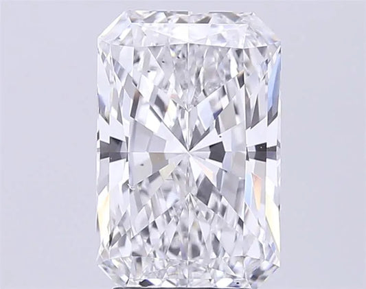 A 3.59 carat radiant cut lab grown diamond with E color and VS2 clarity.