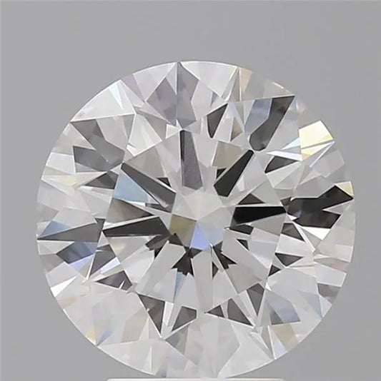 A 4.55 carat round lab grown diamond with E color and VVS1 clarity.