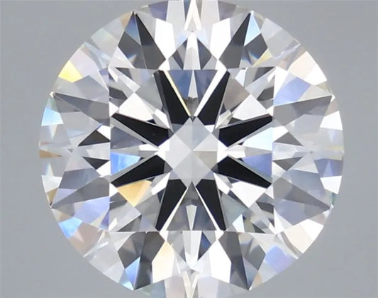 A round lab grown diamond with a brilliant cut and VVS2 clarity.