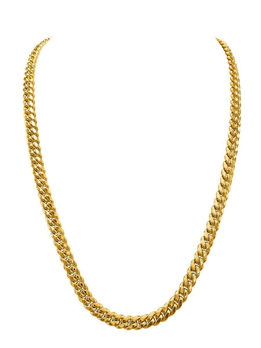 A highly polished 14k yellow gold 7.6mm domed curb link chain necklace.