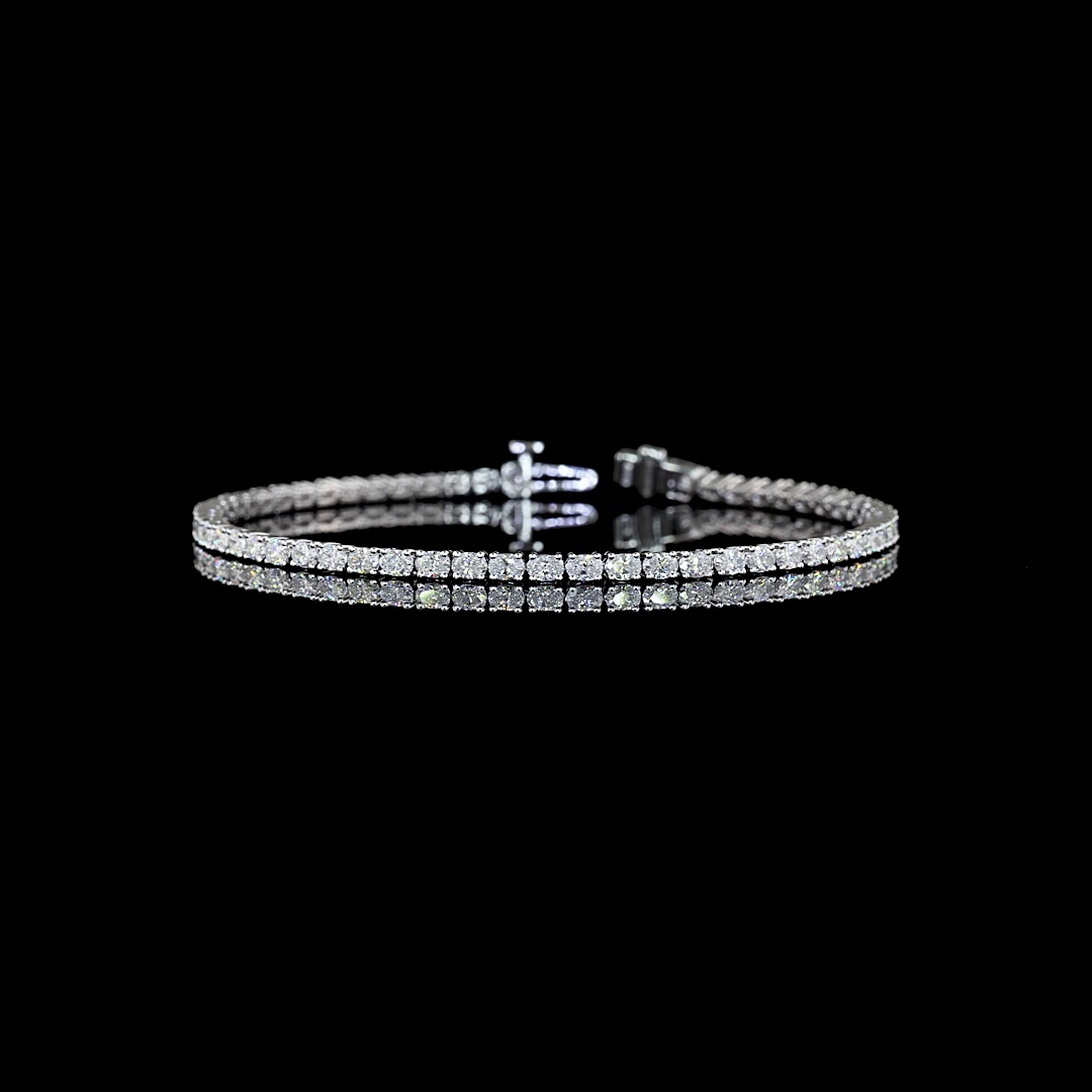 3.01ctw lab grown oval cut diamond tennis bracelet in 14k white gold.
