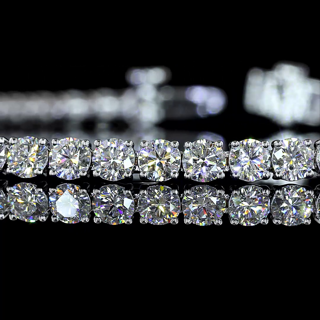 Lab grown diamond tennis bracelet in 14k white gold featuring round brilliant cut stones.