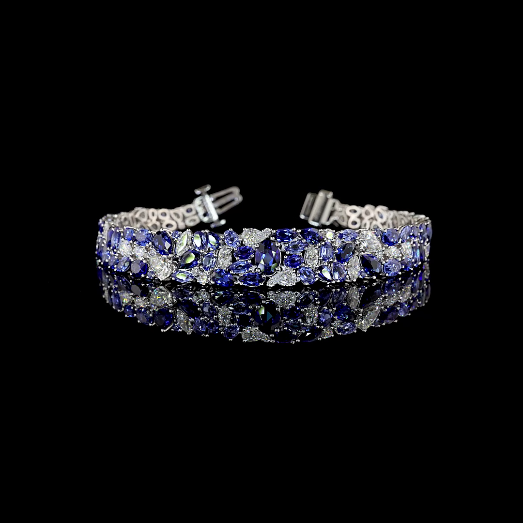 Pulsera con diamantes cultivados en laboratorio de 16.46ctw y zafiro cultivado en laboratorio