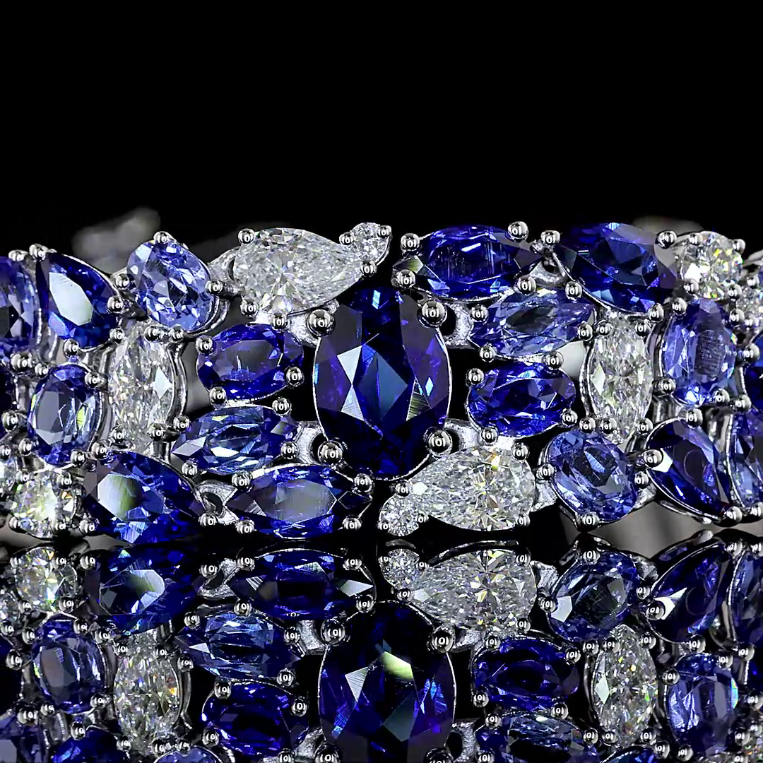 Pulsera con diamantes cultivados en laboratorio de 16.46ctw y zafiro cultivado en laboratorio