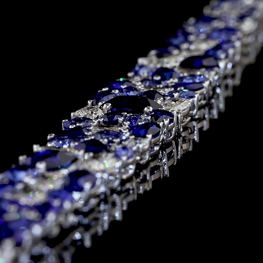 Pulsera con diamantes cultivados en laboratorio de 16.46ctw y zafiro cultivado en laboratorio
