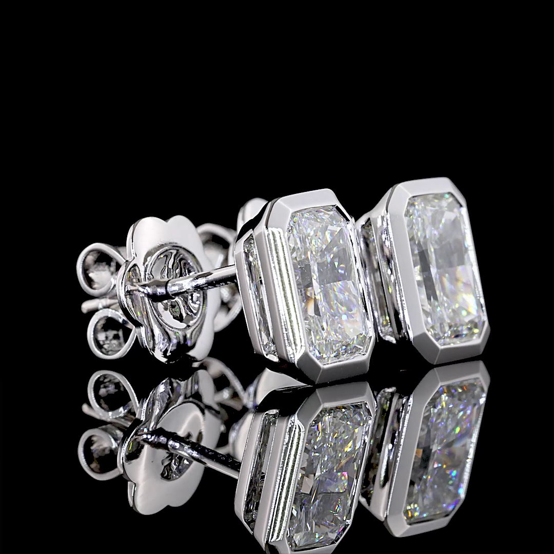 Pendientes de diamantes cultivados en laboratorio de corte radiante de 2.03ctw