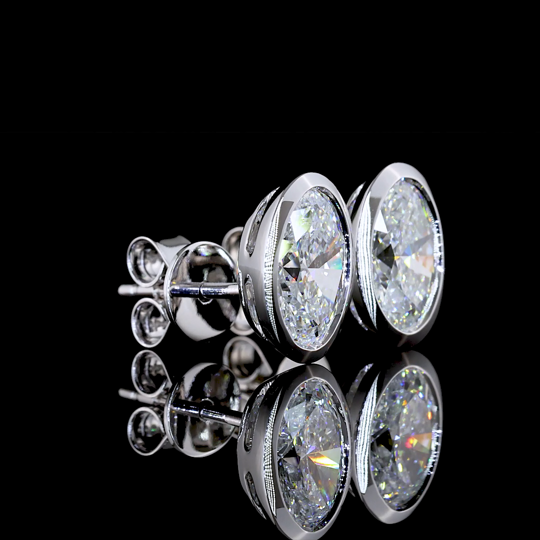 Pendientes solitarios de diamante cultivado en laboratorio de corte ovalado de 2.01ct