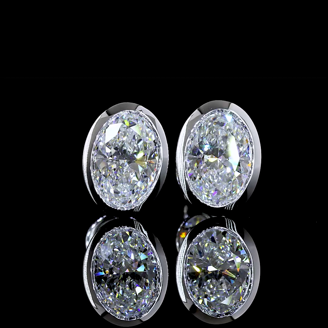 Pendientes solitarios de diamante cultivado en laboratorio de corte ovalado de 2.01ct