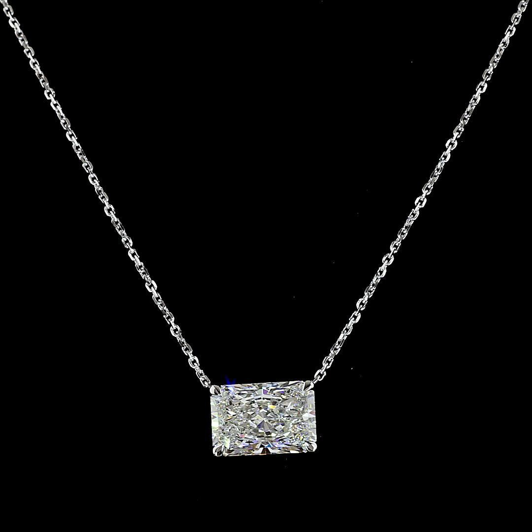 Collier diamant synthétique taille radiant 3,15 ct