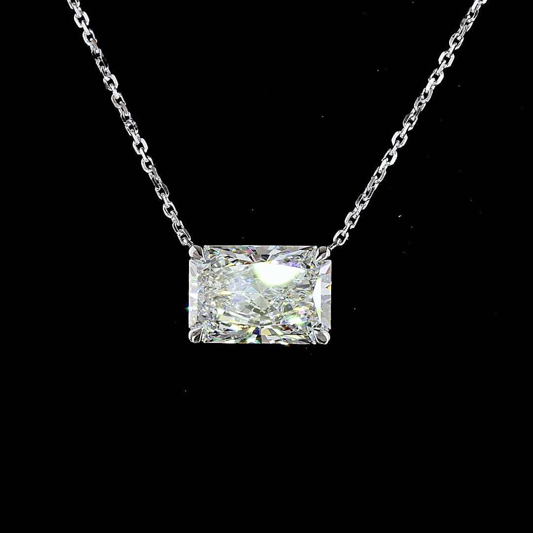 Collier diamant synthétique taille radiant 3,15 ct