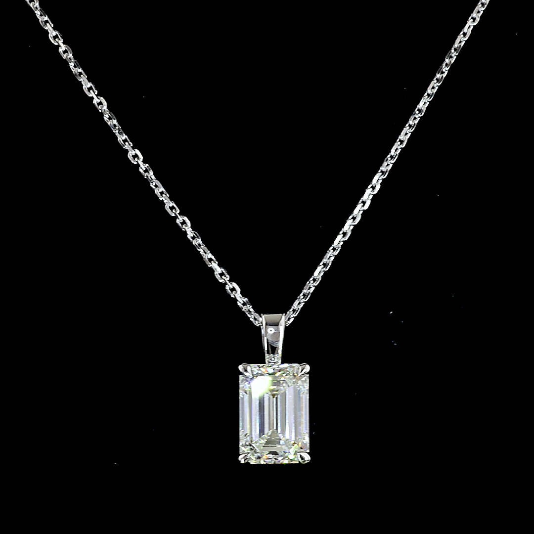 1.66ct Lab Grown Emerald Cut Diamond Pendant