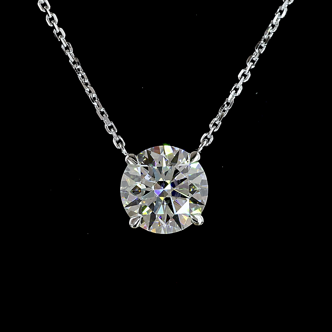 Collier diamant synthétique taille ronde 2,02 ct