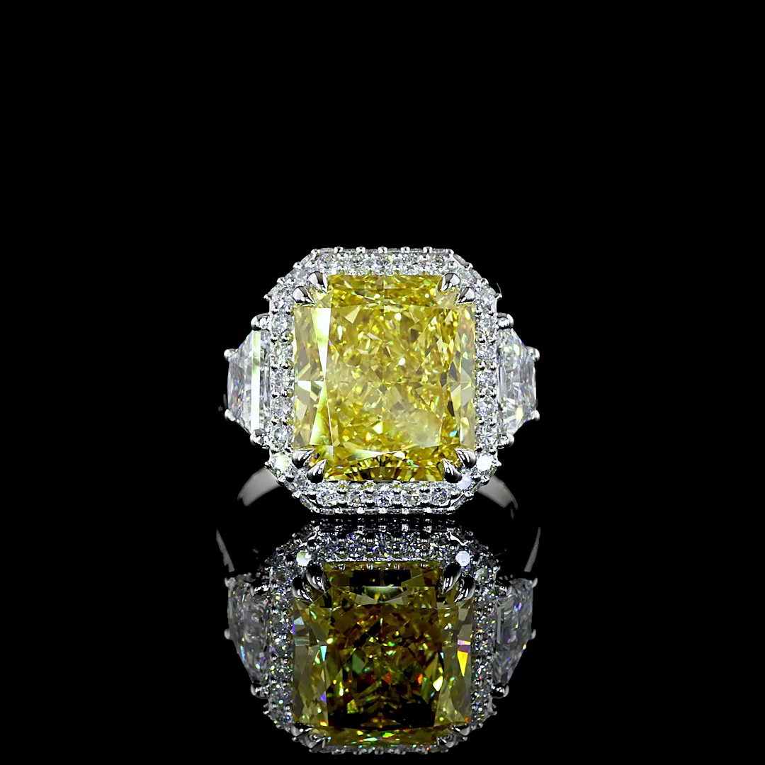 10.58ct Lab Grown Yellow Diamond Engagement Ring