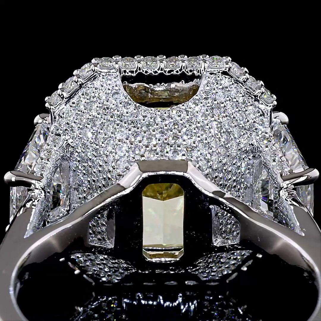 10.58ct Lab Grown Yellow Diamond Engagement Ring
