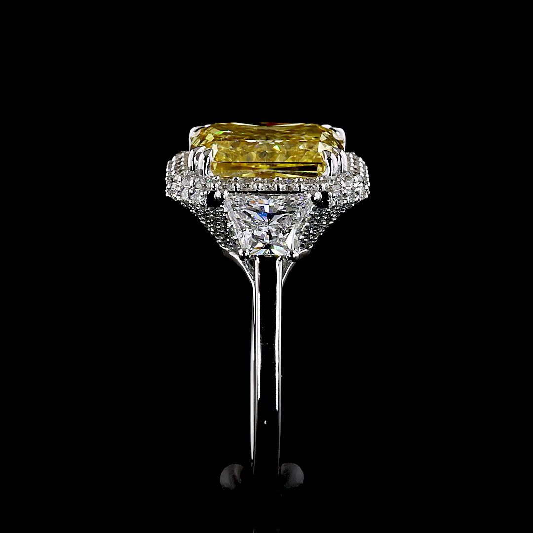 10.58ct Lab Grown Yellow Diamond Engagement Ring